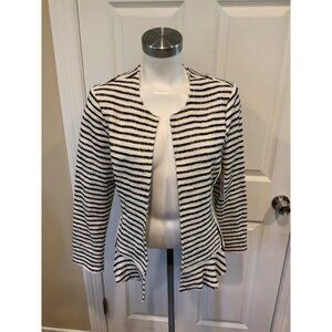 Dolan Left Coast Collection White & Navy Blue Striped Tweed Jacket, Size M